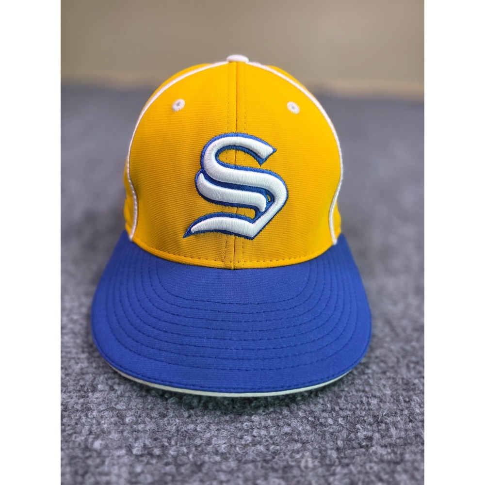 Richardson‎ PTS20 Baseball Cap Mens XS-SM Yellow Blue Embroidered S Ace Flag Hat